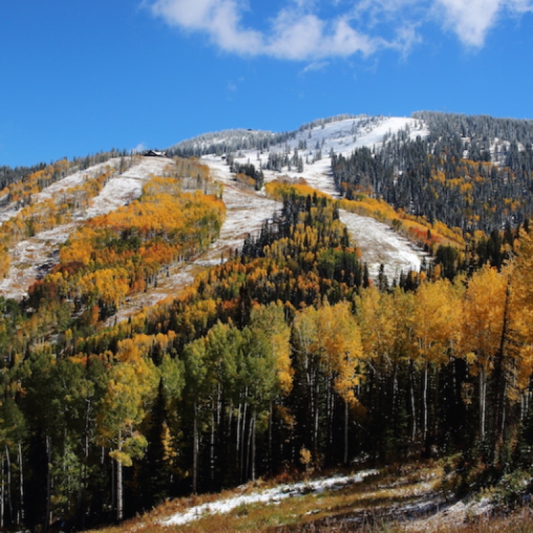 fall snow hike on the mountain Steamboat, Colorado, September, 2016