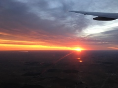 sunrise in Colorado on the plane Honolulu to Denver flight, Date: Tuesday September 20, 2016