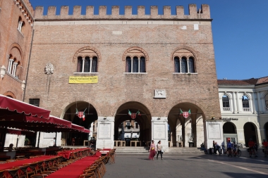 Palazzo dei Trecento located in the Piazza dei Signori Treviso, Italy Date: Monday May 29, 2017